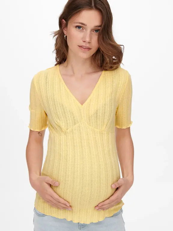 Only OLMIBI  V-Neck Top Yellow
