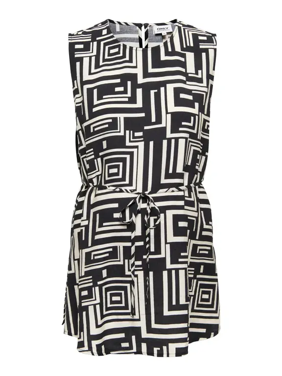 Only Olmkarta Neck String Belt Top Black Graphic