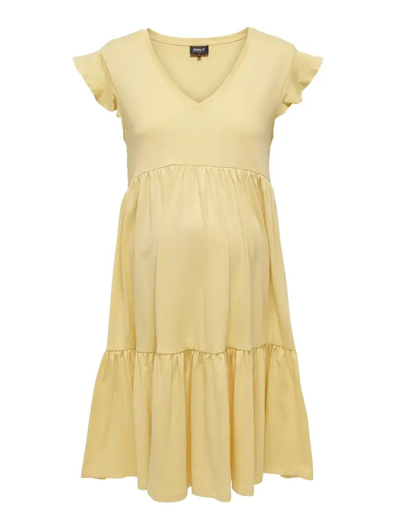 Only Olmmay Life Cap Sleeves Frill Dress Straw