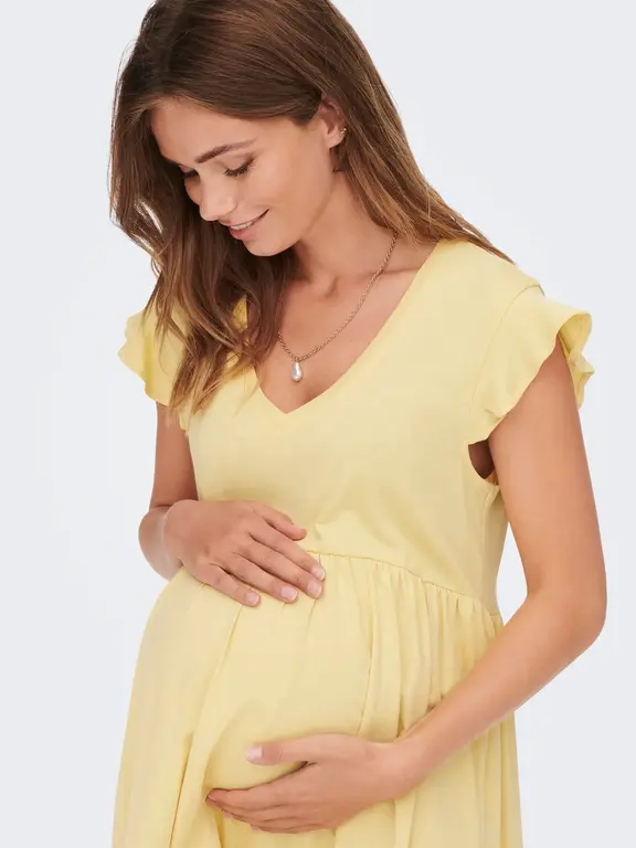 Only Olmmay Life Cap Sleeves Frill Dress Straw