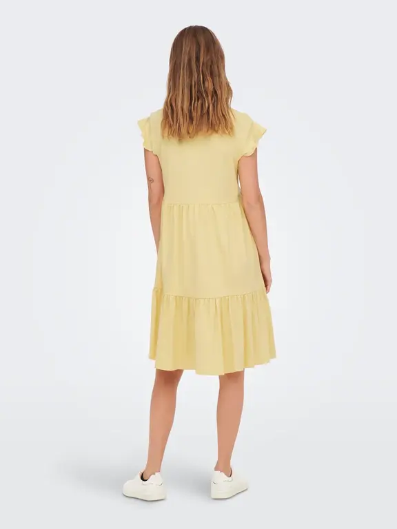 Only Olmmay Life Cap Sleeves Frill Dress Straw