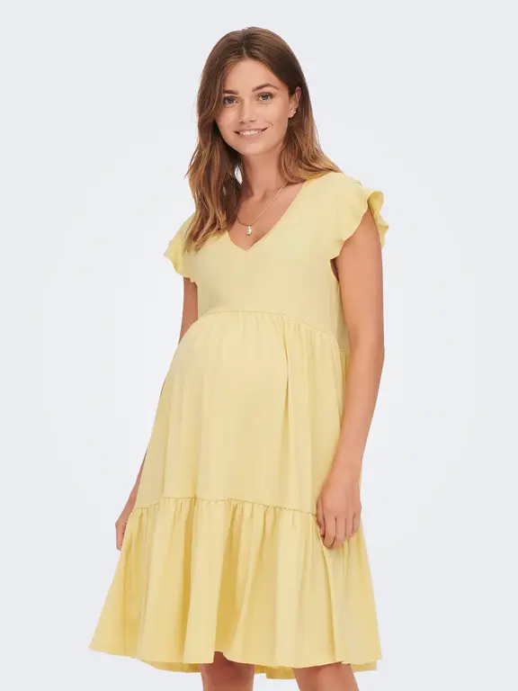 Only Olmmay Life Cap Sleeves Frill Dress Straw
