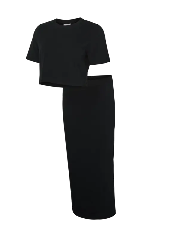 Mama;Licious Cropped fit O-hals Top Black