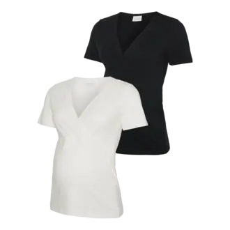 Mama;Licious Bodycon fit V-Hals Top 2-Pack Zwart/Wit
