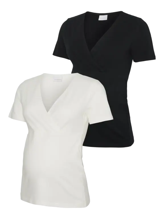 Mama;Licious Bodycon fit V-Hals Top 2-Pack Zwart/Wit