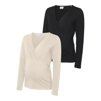 Mama;Licious Bodycon fit V-Hals Top 2-Pack Birch/Black