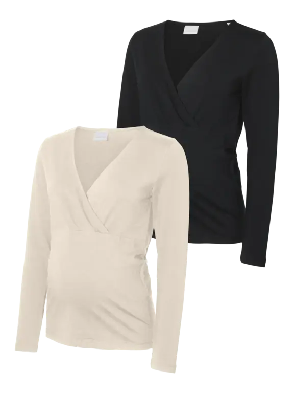 Mama;Licious Bodycon fit V-Hals Top 2-Pack Birch/Black