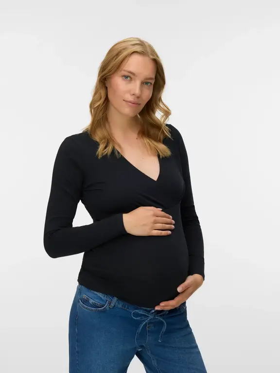 Mama;Licious Bodycon fit V-Hals Top 2-Pack Birch/Black