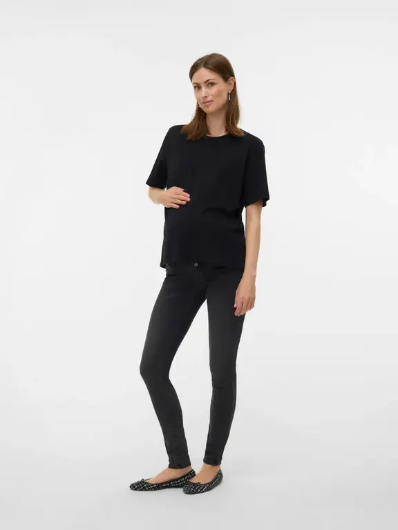 Mama;Licious Slim fit Mid waist Jeans Dark Grey Denim