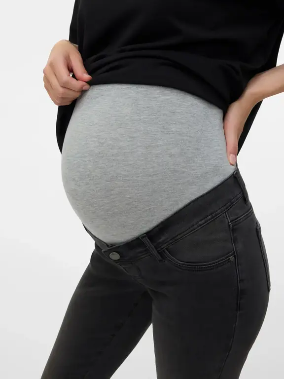 Mama;Licious Slim fit Mid waist Jeans Dark Grey Denim