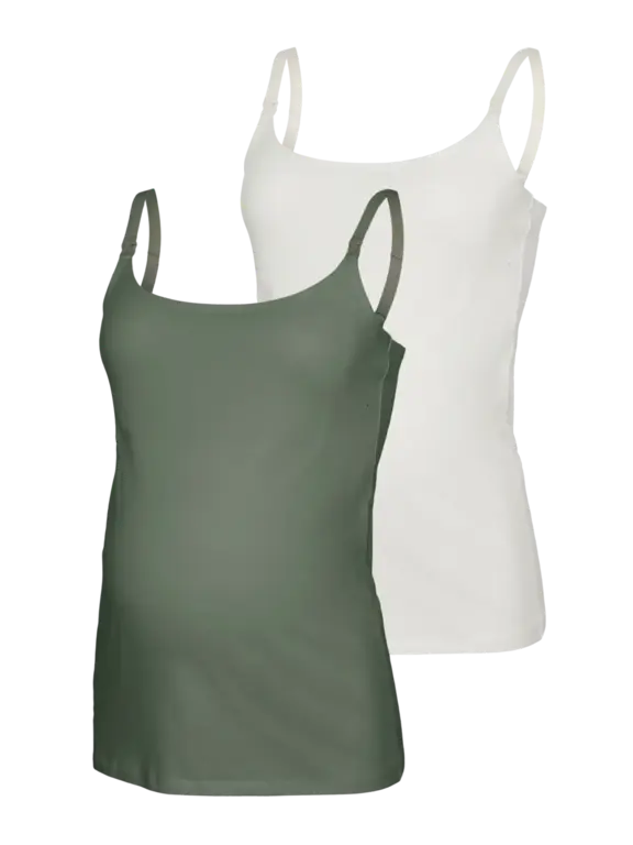 Mama;Licious Zwangerschaps-top 2-Pack Green & White