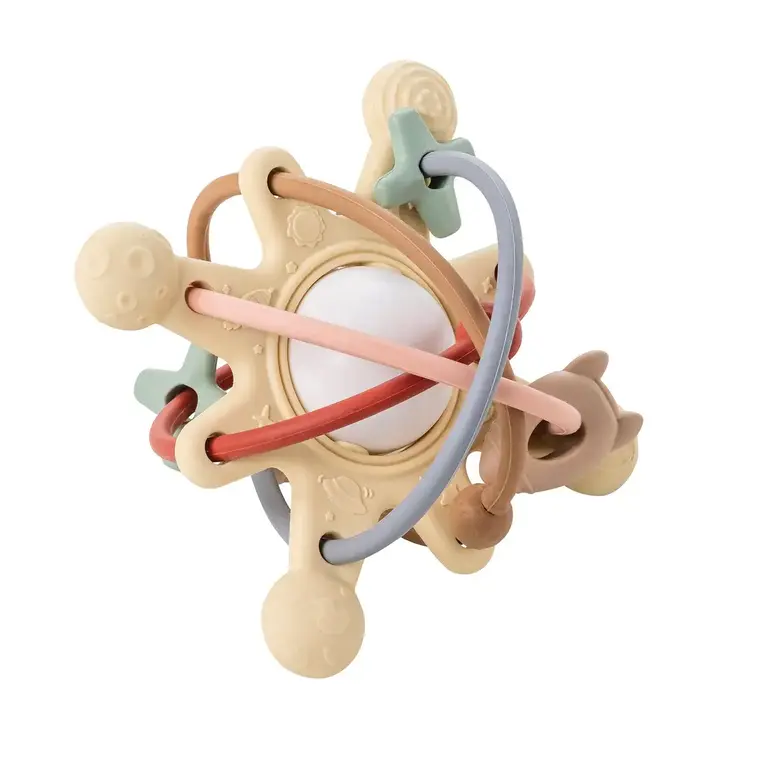 Nattou Silicone Bijtring met Rammelaar Galaxy - Beige