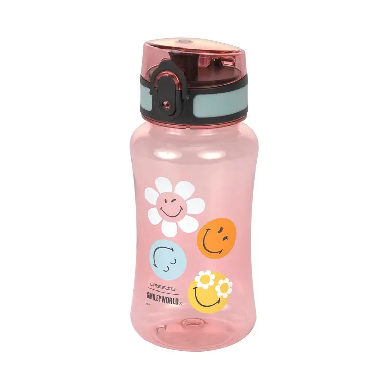 Lässig 420 ml Tritan waterfles - SmileyWorld roze