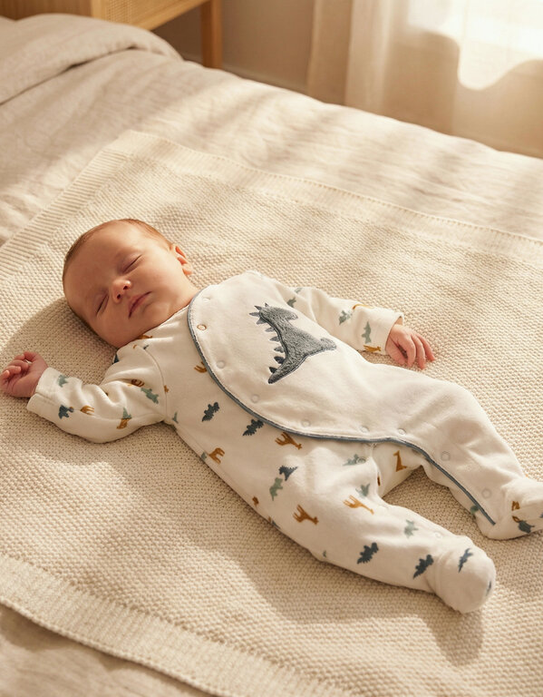 Noukie's Fluwelen dinosaurus pyjama, wit/blauw