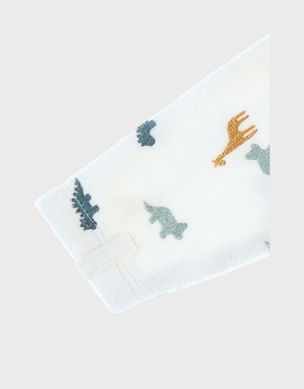 Noukie's Fluwelen dinosaurus pyjama, wit/blauw