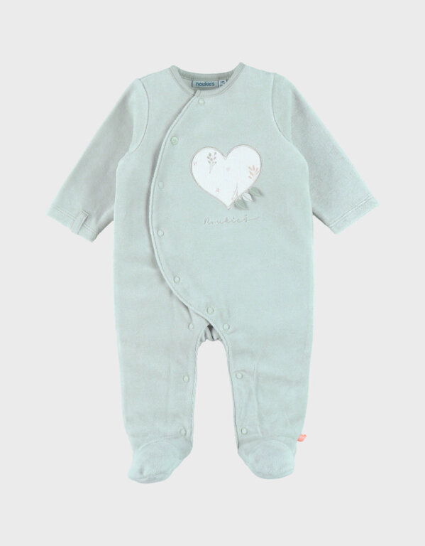 Noukie's Baby pyjama, geborduurd velours Hartje