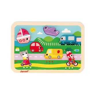 Janod Chunky puzzel voertuigen 7 stuks