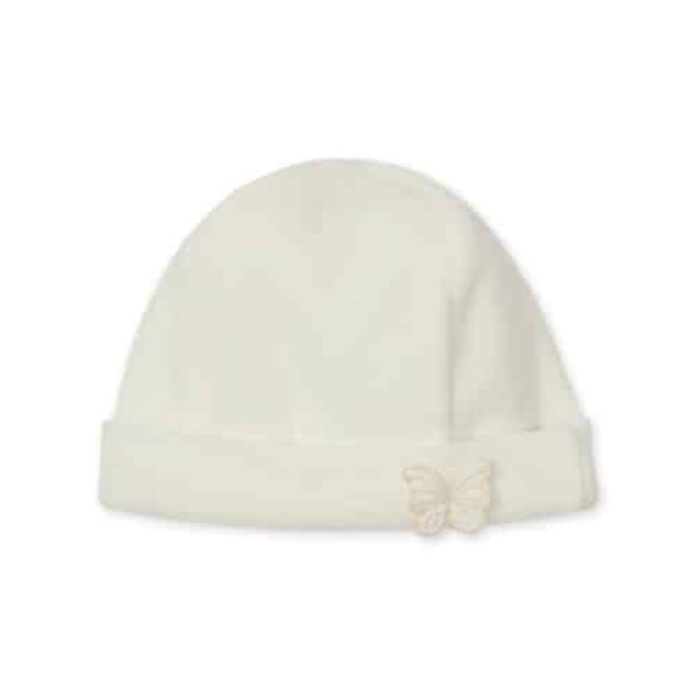 BabyGi Baby Hat Velours Ivory Butterfly 3 M