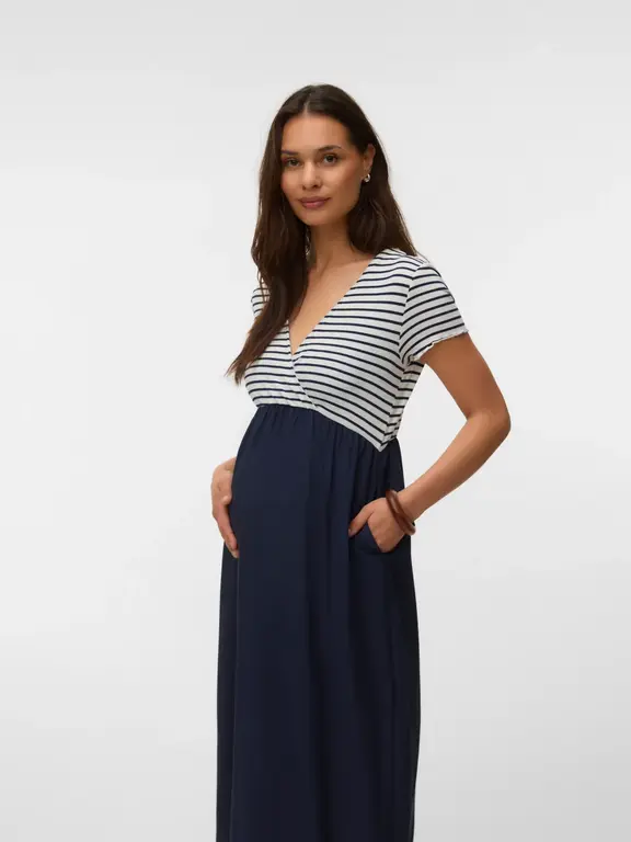Mama;Licious MLJOELLE Tess SS Mix Midi Dress Navy Blazer