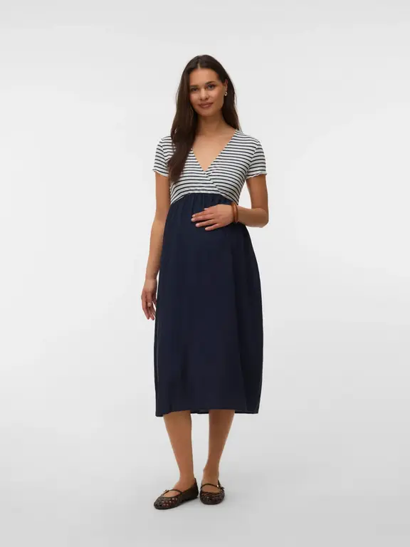 Mama;Licious MLJOELLE Tess SS Mix Midi Dress Navy Blazer