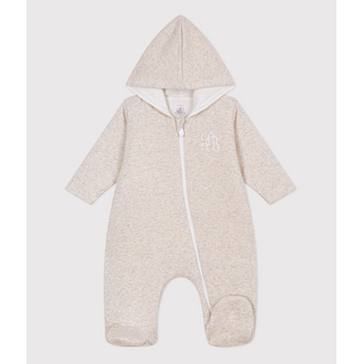 Petit Bateau Effen gewatteerd babypakje met capuchon en voetjes