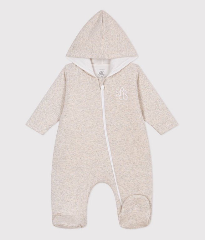 Petit Bateau Effen gewatteerd babypakje met capuchon en voetjes