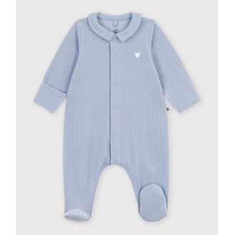 Petit Bateau Fluwelen babypyjama met effen kraag Polaire