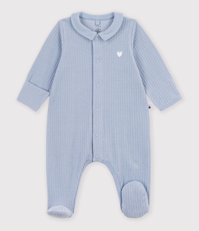 Petit Bateau Fluwelen babypyjama met effen kraag Polaire