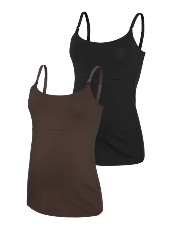 Mama;Licious MLKERRIE Strap JRS Top 2F 2-P Hot Fudge/Black
