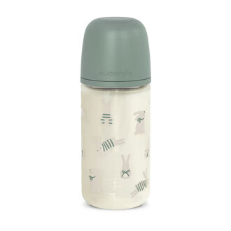 Suavinex Wonderalnd - Glazen Fles 240ML - Zuigspeen SXPro S - Konijn Groen