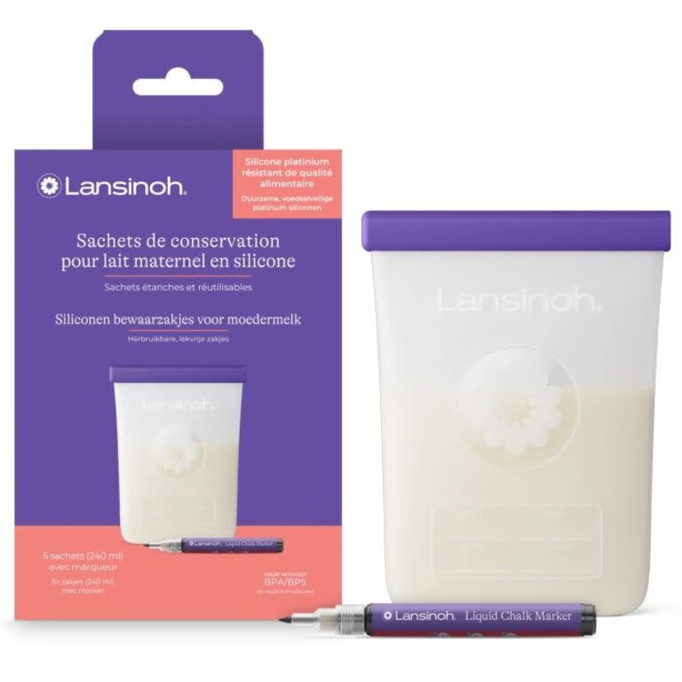 Lansinoh Silicone Bewaarzakjes voor moedermelk 5 stuks