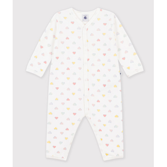 Petit Bateau Fluwelen babypyjama zonder voetjes met hartjesprint