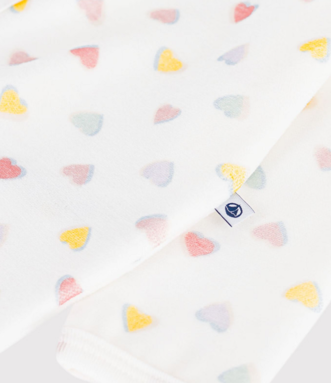 Petit Bateau Fluwelen babypyjama zonder voetjes met hartjesprint
