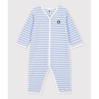 Petit Bateau Gestreepte babypyjama van katoenen badstof zonder voetjes