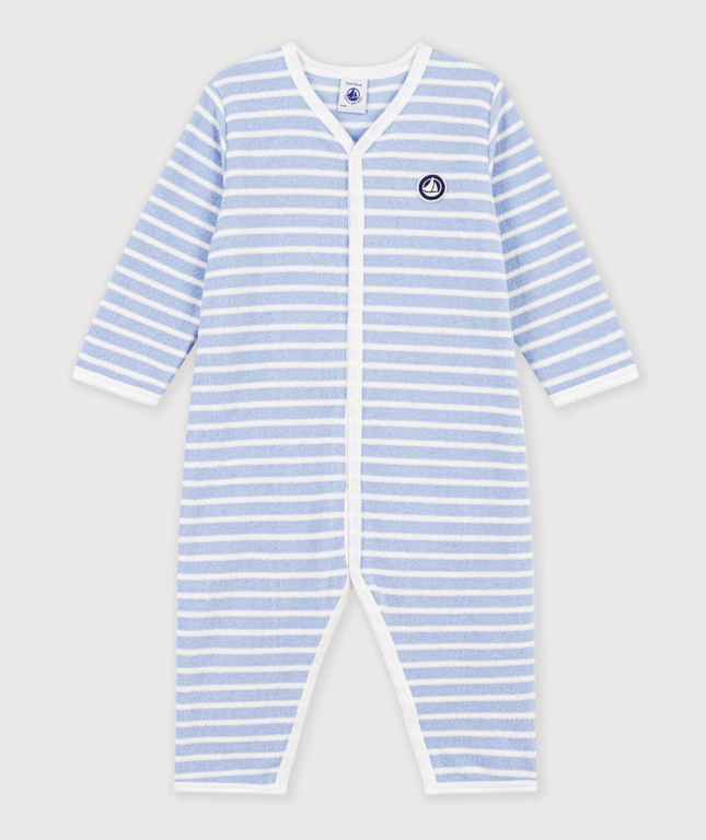 Petit Bateau Gestreepte babypyjama van katoenen badstof zonder voetjes