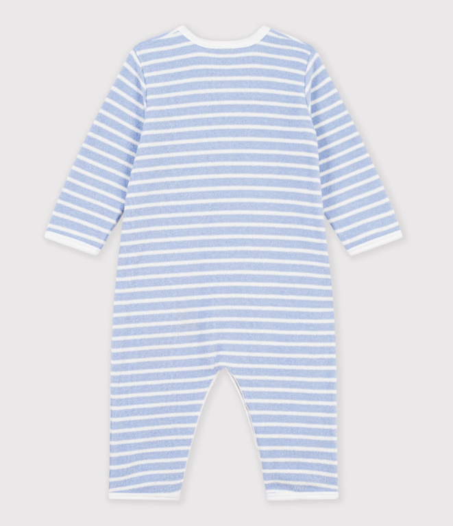 Petit Bateau Gestreepte babypyjama van katoenen badstof zonder voetjes