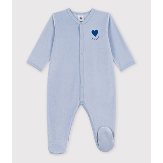 Petit Bateau Babypyjama van effen velours met motiefje