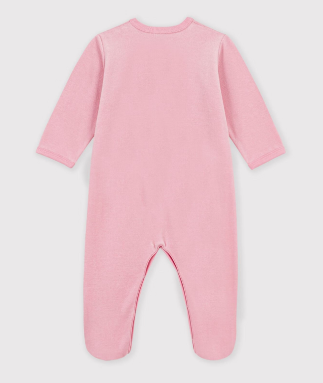 Petit Bateau Babypyjama van effen velours met motiefje Roze