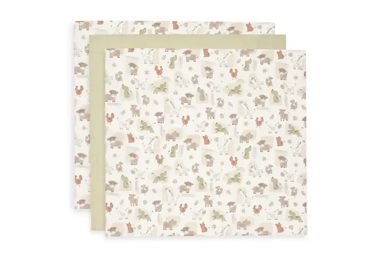 Jollein Hydrofiele Doek Small 70x70cm - Barn Buddies - 3 Stuks