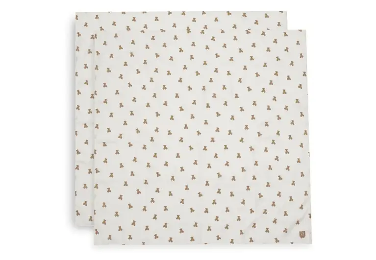Jollein Hydrofiele Doek Large 115x115cm - Mini Teddy Bear - 2 Stuks