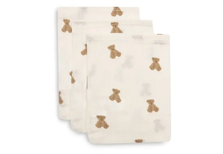 Jollein Hydrofiel Washandje 15x20cm - Mini Teddy Bear - 3 Stuks