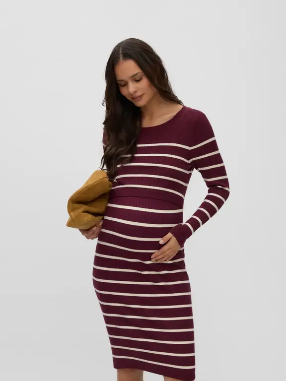 Mama;Licious MLNEWSIV JUNE S Uk Knit Dress Wine/Birch