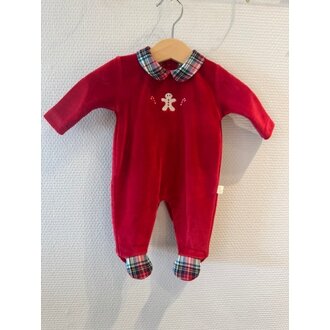 BabyGi Red Velours Gingerbread Footie