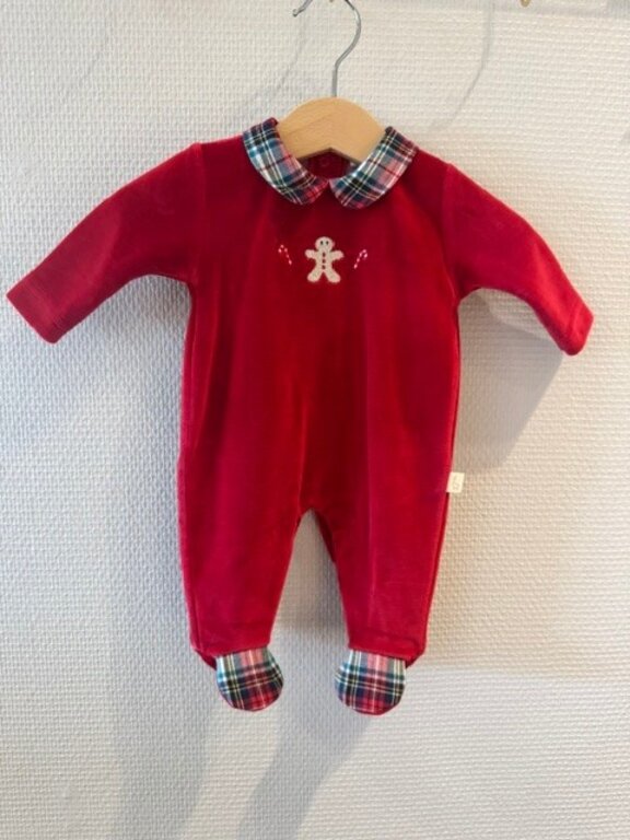 BabyGi Red Velours Gingerbread Footie