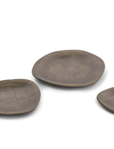 Dekocandle Organic candleplate aluminium - brass - antique set van 3, 20x16x12cm