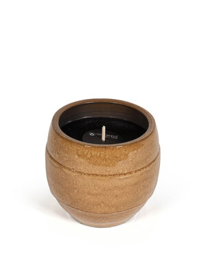 Dekocandle Outdoor candle flowerpot glazed ochre 25x23cm