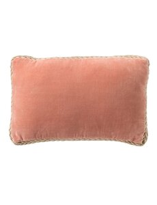 Dutchdecor MANOE - Sierkussen 30x50 cm - effen kleur - met rand van jute - Muted Clay - roze