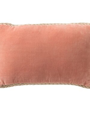 Dutchdecor MANOE - Sierkussen 30x50 cm - effen kleur - met rand van jute - Muted Clay - roze