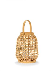 Andrea House Bruine natuurvezel kandelaar lantaarn 29cm