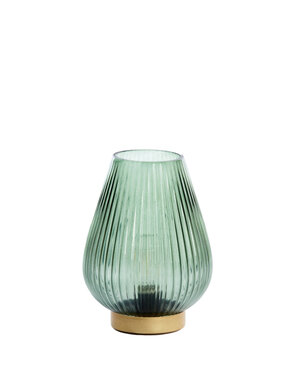 Light & Living Tafellamp LED Ø14,5x19,5 cm TAJERA glas donker groen+goud